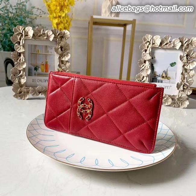 Latest Style CHANEL 19 Mobile phone case Card Holder AP1182 red