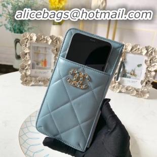 Top Quality CHANEL 19 Mobile phone case Card Holder AP1182 sky blue