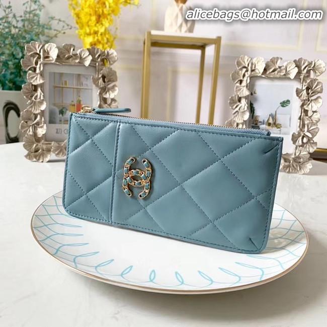 Top Quality CHANEL 19 Mobile phone case Card Holder AP1182 sky blue