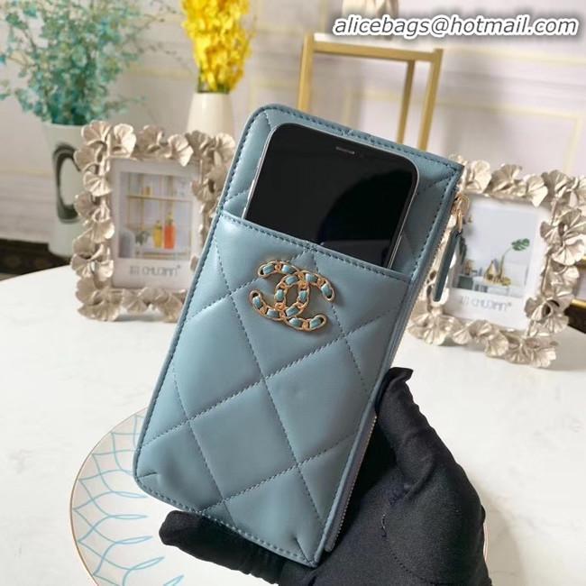 Top Quality CHANEL 19 Mobile phone case Card Holder AP1182 sky blue