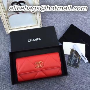 Specials Discount Chanel sheepskin & Gold-Tone Metal Wallet AP0955 red