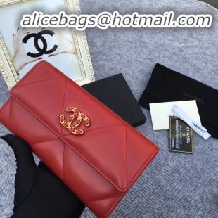 Low Cost Chanel sheepskin & Gold-Tone Metal Wallet AP0955 Burgundy