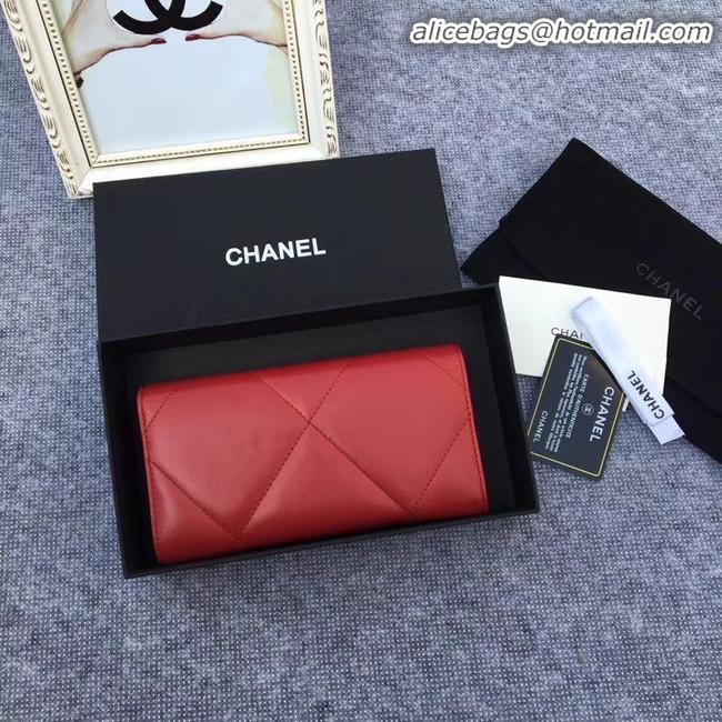 Low Cost Chanel sheepskin & Gold-Tone Metal Wallet AP0955 Burgundy