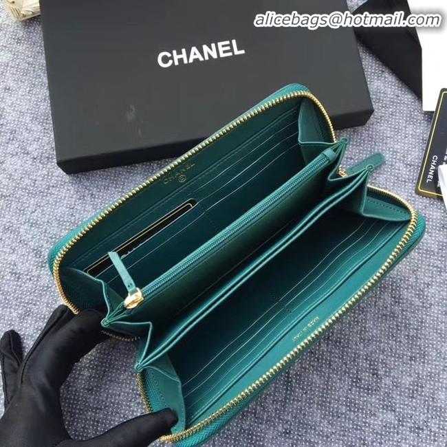 Unique Cheapest CHANEL 19 sheepskin & Gold-Tone Metal Wallet AP1063 green