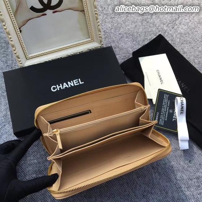 New Product CHANEL 19 sheepskin & Gold-Tone Metal Wallet AP1063 apricot