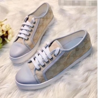 Good Product Gucci GG Canvas and Calfskin Low-top Sneakers G01045 Beige