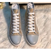 Good Quality Gucci GG Canvas and Calfskin High-top Sneakers G01048 Beige