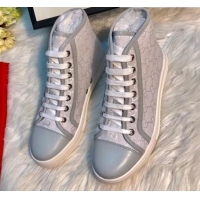 Good Looking Gucci GG Canvas and Calfskin High-top Sneakers G01048 Grey