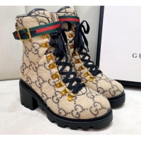 Best Product Gucci GG Wool Ankle Short Boot 578585 Beige