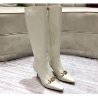 Unique Style Gucci Zumi G Horsebit Leather Mid-Heel Knee High Boot 575875 White