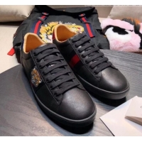 Low Price Gucci Ace Sneaker with Real Snake Leatehr Back And Embroidered Tiger G03181 Black