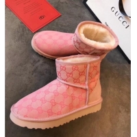 Popular Gucci x UGG GG Wool Tweed Flat Short Boots G21126 Pink 2020