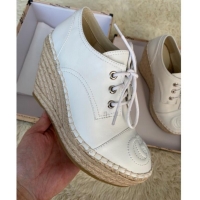 Best Price Gucci GG Leather Lace-up Platform Espadrille White Leather G21133