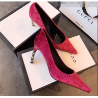 Super Quality Gucci GG Canvas Bamboo Heel Pumps G21613 Red 2020