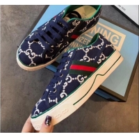 Grade Design Gucci Disney Embroidered Sneakers G23109 Navy Blue 2020