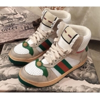 Discount Gucci Screener Perforated Leather High-top Sneaker G11608 Green 2020