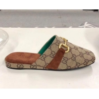 Practical Gucci GG Canvas Horsebit Flat Mules G21133 Beige 2020