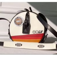 Discount Louis Vuitton Boite Chapeau Souple Sporty Stripe and Patch Round Shoulder Bag M55653 White 2020