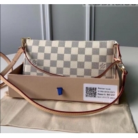 Good Product Louis Vuitton Pochette Accessoires Clutch Shoulder Bag N41207 Damier Azur Canvas 2020