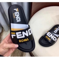 Top Design Fendi Glazed Fabric Slides G10325 Black