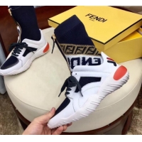 Good Product Fendi Multicolor Tech Fabric High-tops Sneakers G10332 Navy Blue/White