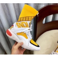 Best Price Fendi Multicolor Tech Fabric High-tops Sneakers G10332 Yellow