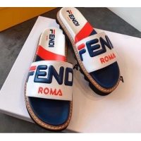 Perfect Fendi Mania Logo Slide Sandals G22001 White