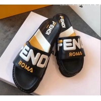 Super Quality Fendi Mania Logo Slide Sandals G22001 Black