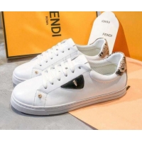 Top Quality Fendi Bag Bugs Eyes and Leopard Sneaker G22536 White/Black 2020