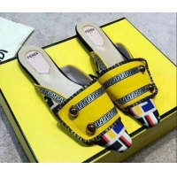 Good Taste Fendi Logo Studs Flat Mules G31158 Yellow 2020