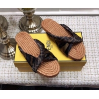 Top Quality Fendi Twist Flat Satin Slide Sandals G32002 Coffee 2020