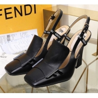 Top Sale Fendi F Charm Leather Slingback Pump G32904 Black 2020