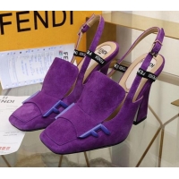 Sumptuous Fendi F Charm Suede Slingback Pump G32904 Purple 2020