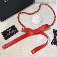 Buy Promotional Chanel Leather Chain Bow Belt AA6619 Red