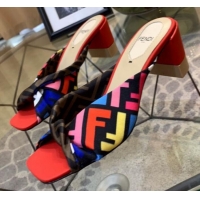 New Design Fendi Twist FF Logo Mid-Heel Slide Sandals G51591 Red