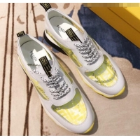 Shop Duplicate Fendi FF PVC and Calfskin Sneakers G60133 White/Yellow