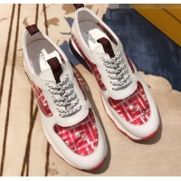 Fashion Fendi FF PVC and Calfskin Sneakers G60133 White/Red