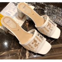 Discount Fendi FF PVC Heel Slide Sandals G62129 White 