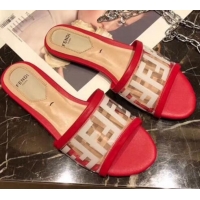 Good Quality Fendi FF PVC Flat Slide Sandals G62532 Red