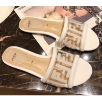 Best Grade Fendi FF PVC Flat Slide Sandals G62532 White