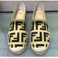 Discount Fendi FF Canvas Espadrilles G70145 Light Yellow