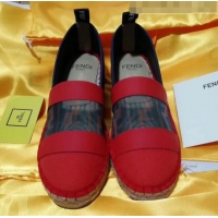 Well Crafted Fendi FF Mesh and Canvas Espadrilles G70149 Red