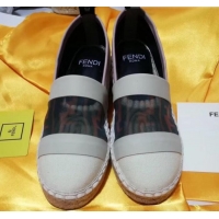 Top Design Fendi FF Mesh and Canvas Espadrilles G70149 White