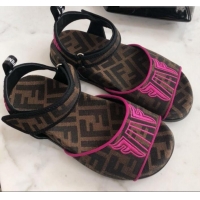 Low Cost Fendi FFreedom FF Fabric Flat Sandals with Wide Band Pink G71742