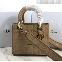 Buy Discount Dior Lady Dior Medium Bag in Geometry Embroidered Canvas CD1907 Khaki 2020