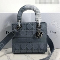 Trendy Design Dior Lady Dior Medium Bag in Geometry Embroidered Canvas CD1907 Light Grey 2020