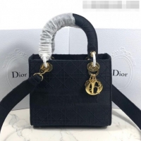 Most Popular Dior Lady Dior Medium Bag in Geometry Embroidered Canvas CD1907 Black 2020