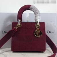 Grade Quality Dior Lady Dior Medium Bag in Geometry Embroidered Canvas CD1907 Burgundy 2020