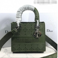 Discount Dior Lady Dior Medium Bag in Geometry Embroidered Canvas CD1907 Green 2020