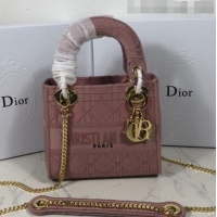 Ladies Cheapest Dior Lady Dior Mini Bag in Geometry Embroidered Canvas CD1908 Pink 2020